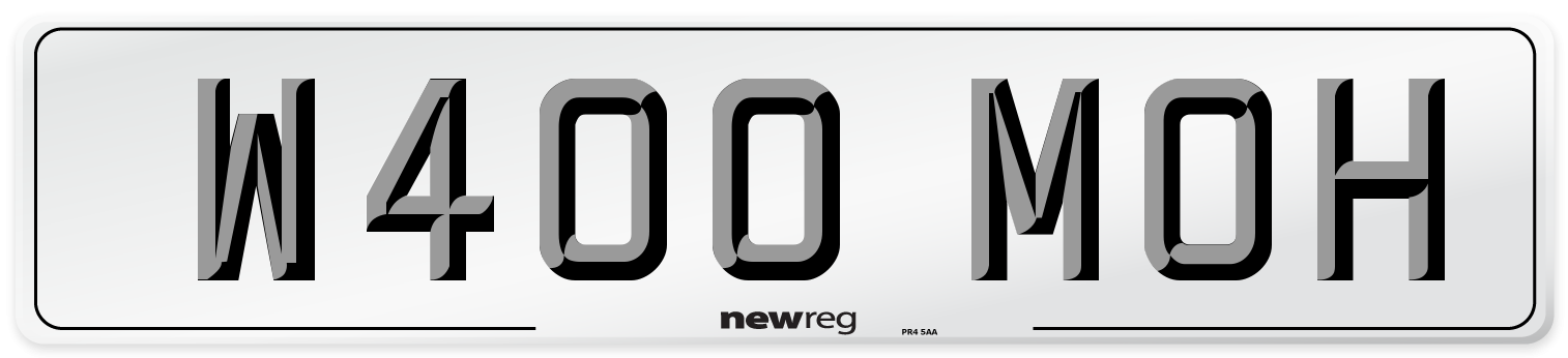 W400 MOH Number Plate from New Reg